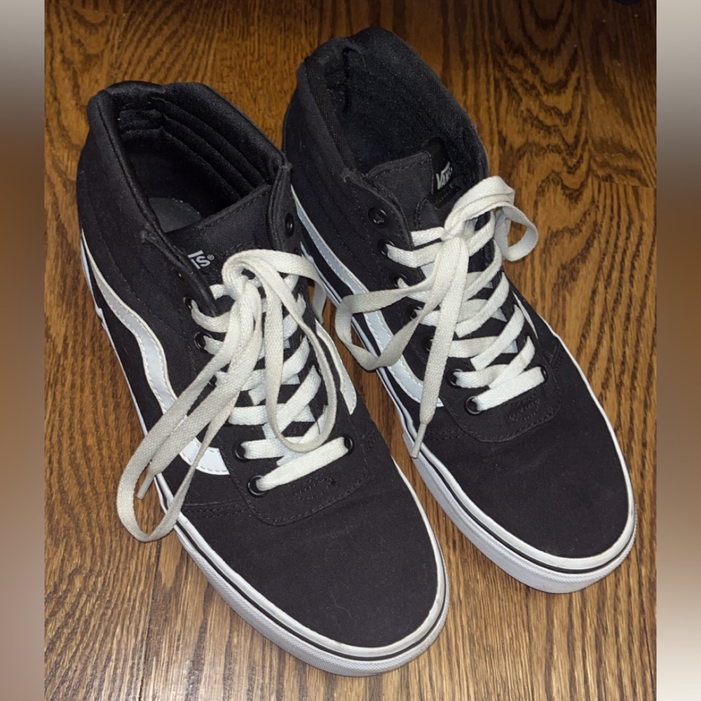 Women’s Vans Black and White High-Top Sneakers Size 8.5